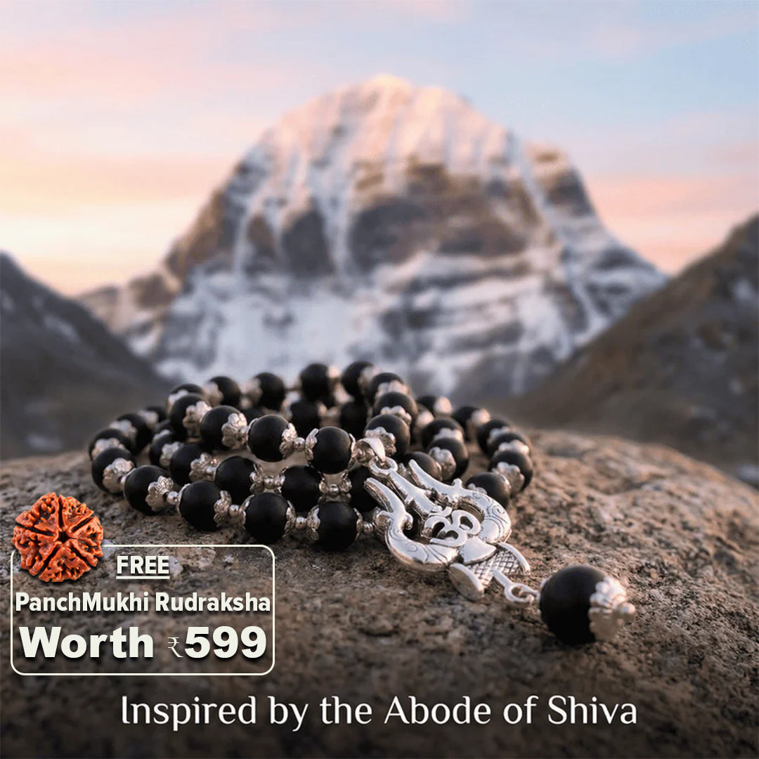 OM Shiva Trishool Karungali Mala (Buy 1 Get 1 Free Gift)