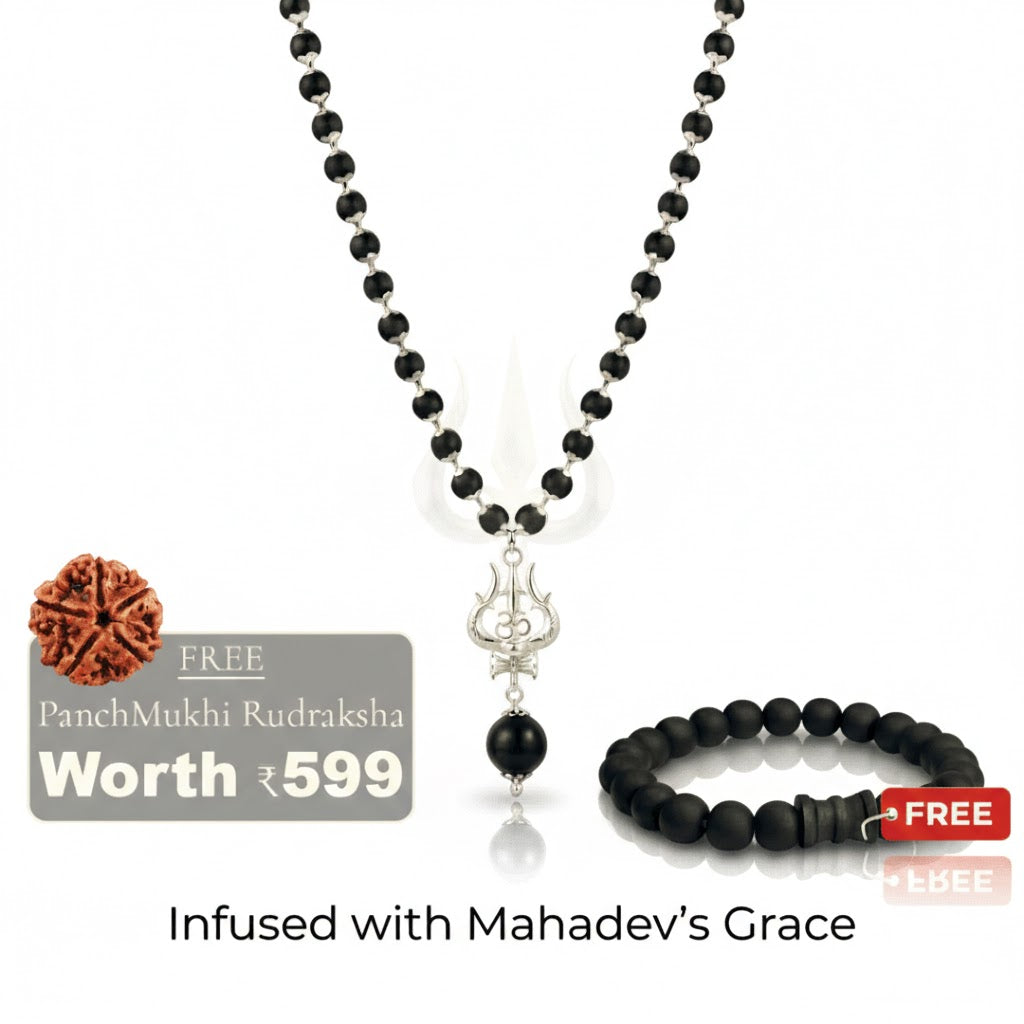 OM Shiva Trishool Karungali Mala (Buy 1 Get 1 Free Gift)