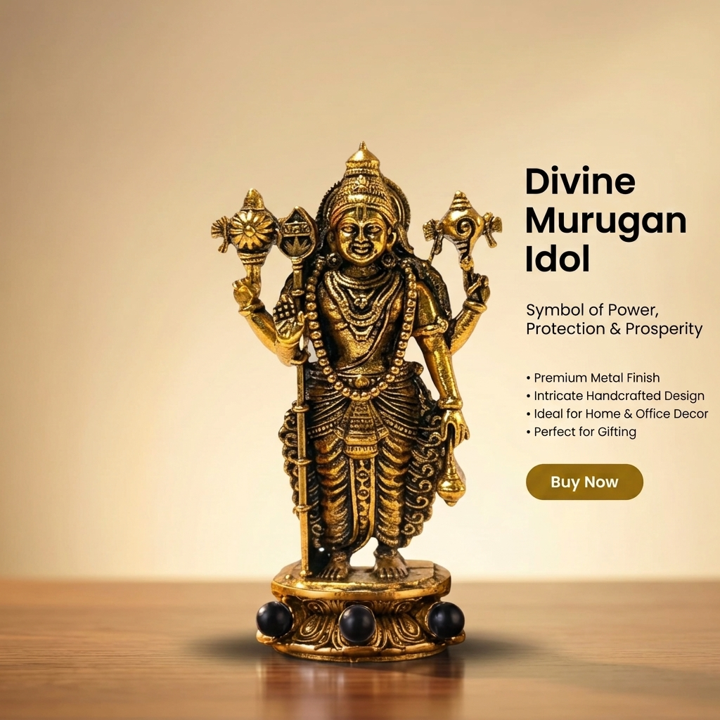 Lord Murugan Swamy Dashboard Idol - Gold Plated