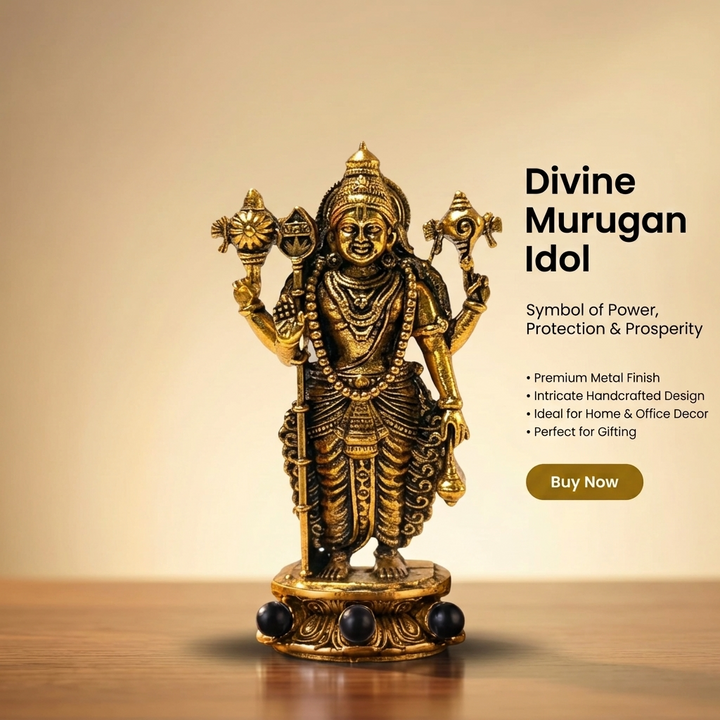Lord Murugan Swamy Dashboard Idol - Gold Plated