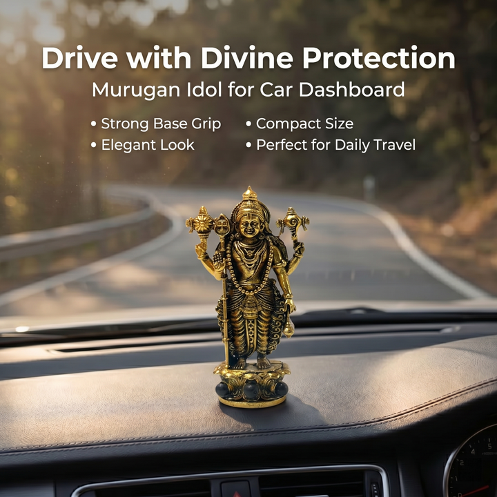 Lord Murugan Swamy Dashboard Idol - Gold Plated