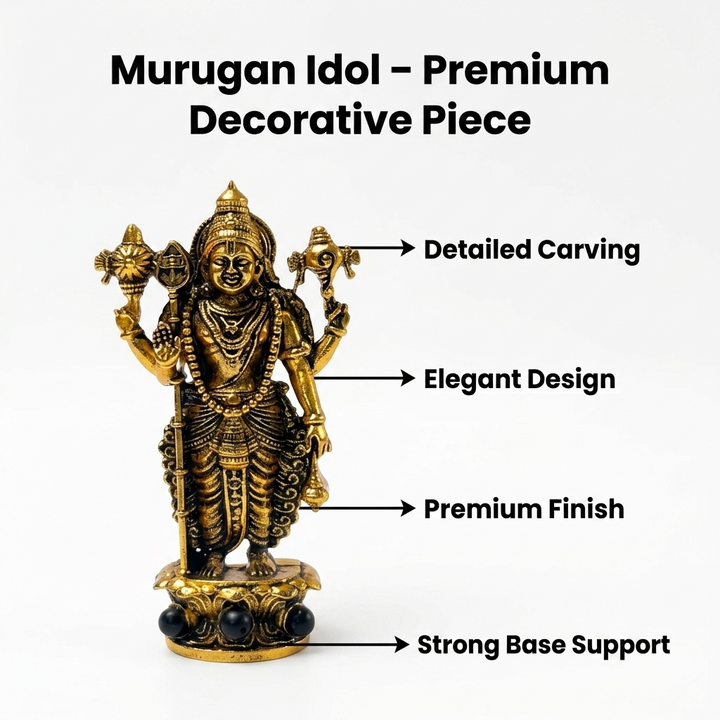 Lord Murugan Swamy Dashboard Idol - Gold Plated
