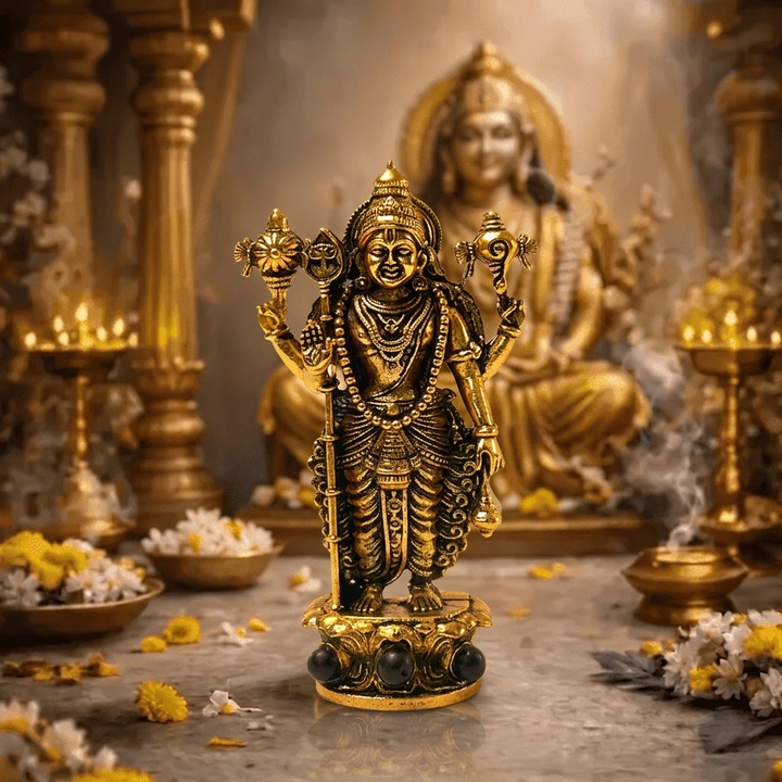 Lord Murugan Swamy Dashboard Idol - Silver Plated